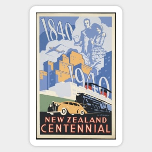 New Zealand Centennial Vintage Poster Sticker